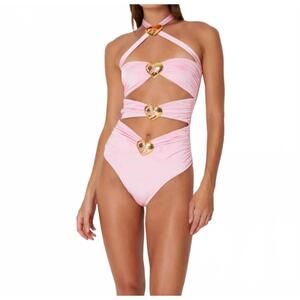 NEW CIN CIN diamond heart cut-out swimsuit in ballet pink